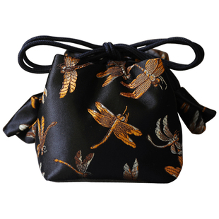 春泥织锦缎加厚丝绸收纳旅行包茶叶罐茶杯茶具茶壶中号布包六色