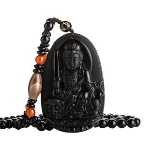 大善堂原创黑曜石本命佛吊坠十二生肖属相像男款女本命年属马吊坠