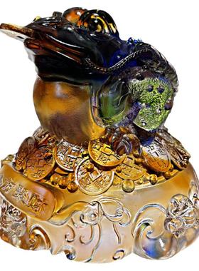 琉璃摆件新中式家用客厅七彩金蟾