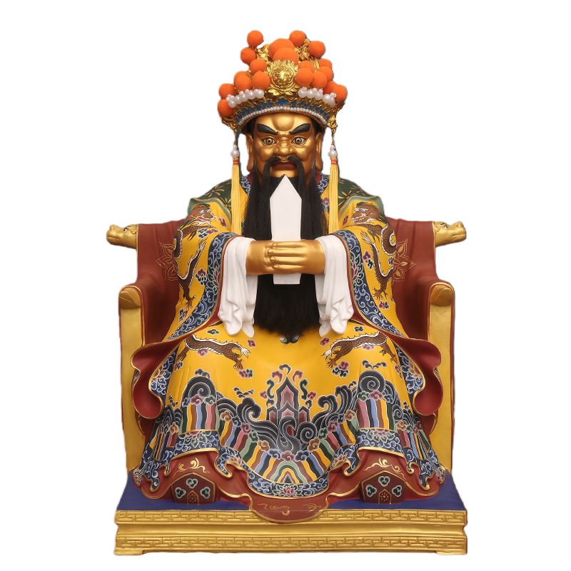 黄铜广济龙王五爷财神供奉摆件