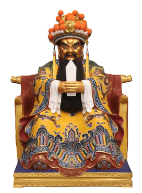 黄铜广济龙王五爷财神供奉摆件