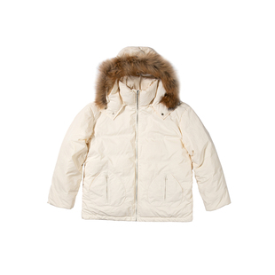 Cycle Document 95白鸭绒/冬季宽松貉子毛领短款轻薄连帽羽绒服女