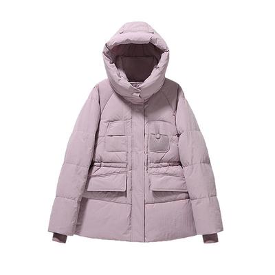 宛宛大码韩版减龄保暖休闲厚外套200斤胖mm白鸭绒连帽加厚羽绒服