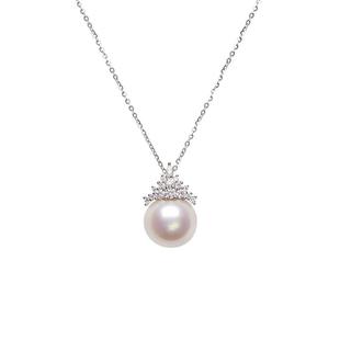 周大生冠冕珍珠项链近圆强光珍珠颈饰经典精致时尚大吊坠12-13mm