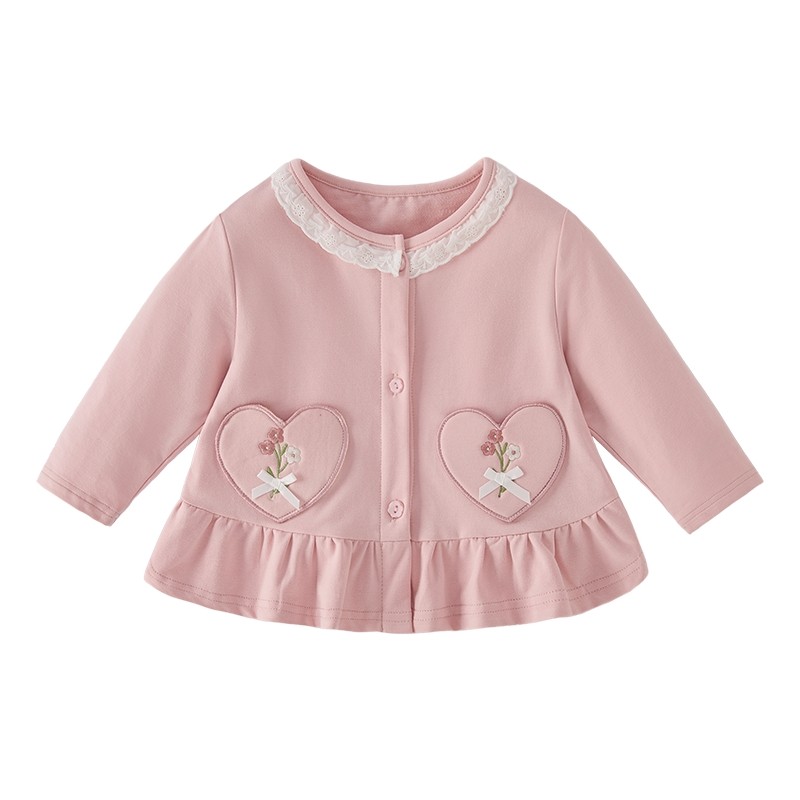 儿童春款外套女宝宝春秋衣服小童春季爱心小开衫三岁女童春装洋气