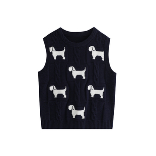 布丁哈鲁春装女童背心2026春秋季新款儿童洋气针织毛衣马甲上衣