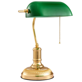 高端大气镀24K金全铜复古书房台灯民国老上海银行绿罩阅读台灯