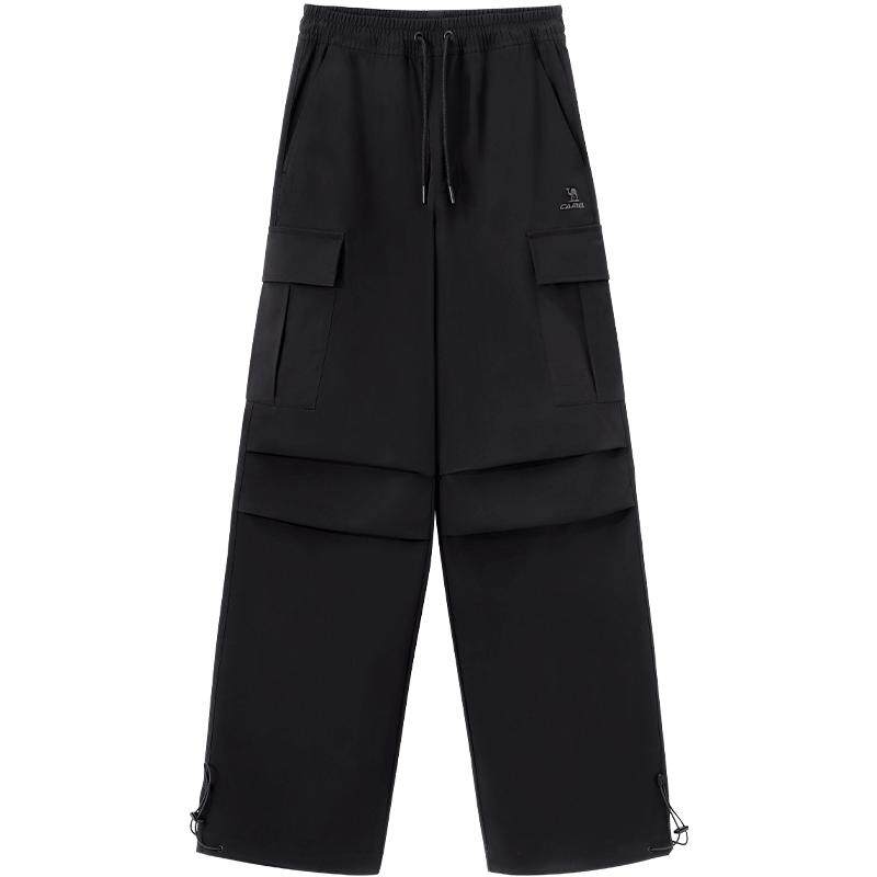 骆驼户外黑色软壳裤女2026夏季新款防水工装裤登山伞兵运动长裤子