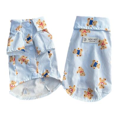 原创条纹小熊衬衫德文猫衣服