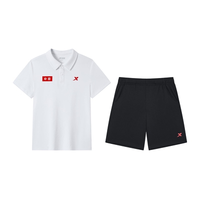 特步童装夏季款男童女童小中大童学生薄款休闲POLO领短袖短裤套装