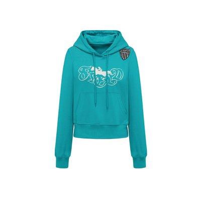 土耳其绿骑士印花徽章短卫衣