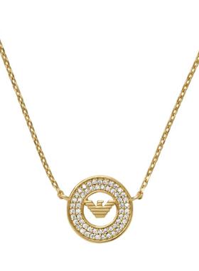 阿玛尼女士圆形环绕密镶金色项链