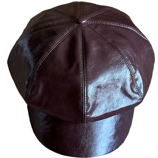 安可拉红色欧美皮质八角帽子女秋冬季纯色画家帽凡戴克棕色报童帽