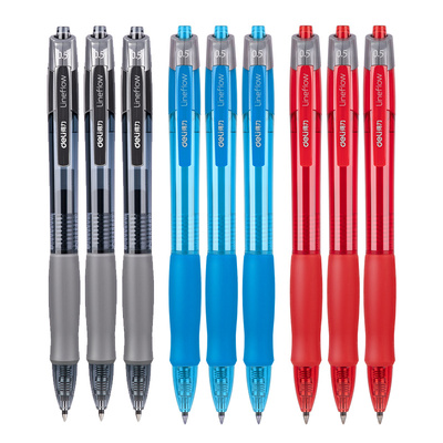 得力s08按动中性笔黑色得力