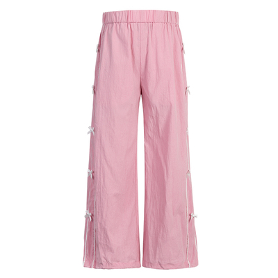 Little Naive女童蝴蝶结直筒裤春款可调节儿童宽松休闲裤休闲裤子