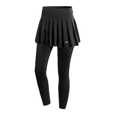 李宁假两件裙裤羽毛球秋冬运动裤