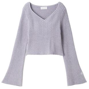 SNIDEL HOME秋冬V领喇叭袖罗纹针织居家睡衣SHNT234043