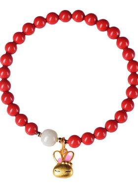 兔年本命年红朱砂手串女款护身符