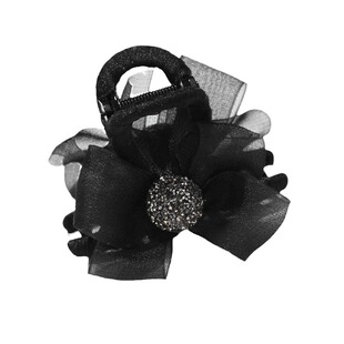 半披发抓夹中号短发半扎发发夹女后脑勺蝴蝶结网纱水钻高端鲨鱼夹