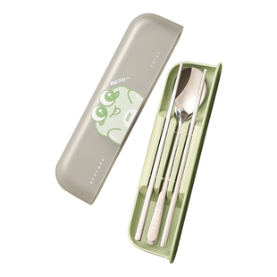 不锈钢筷子勺子一年级小学生装成人便携餐具一人用外带餐具收纳盒