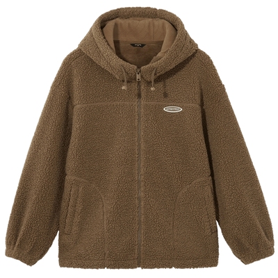 热风2025年新款女士连帽毛毛外套