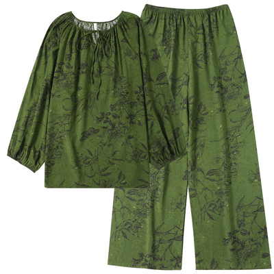 棉绸睡衣女长袖家居服套装高级感