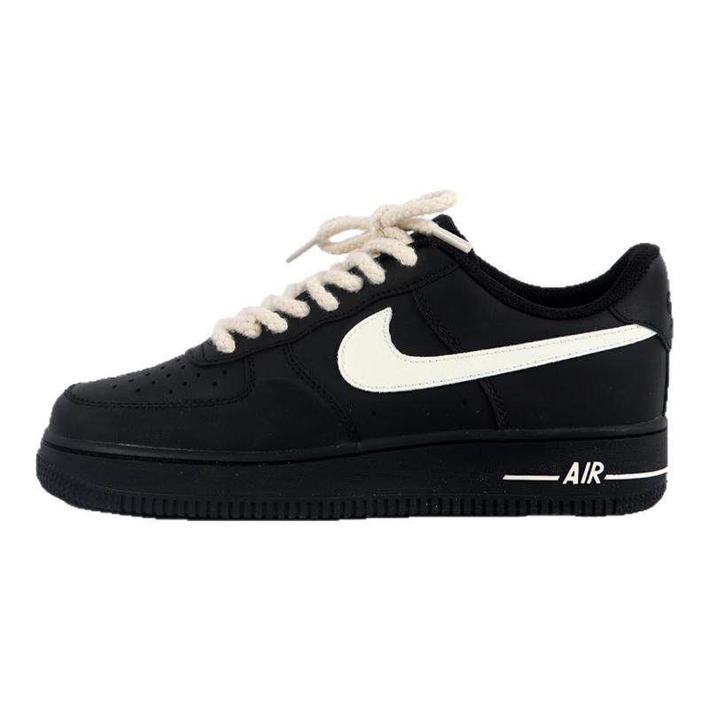 球鞋定制 耐克Nike Air Force 1 AF空军一号麻绳黑武士男低帮板鞋