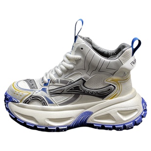 厚底高帮鞋男款2026春季新款超火做旧老爹鞋潮牌男鞋内增高休闲鞋