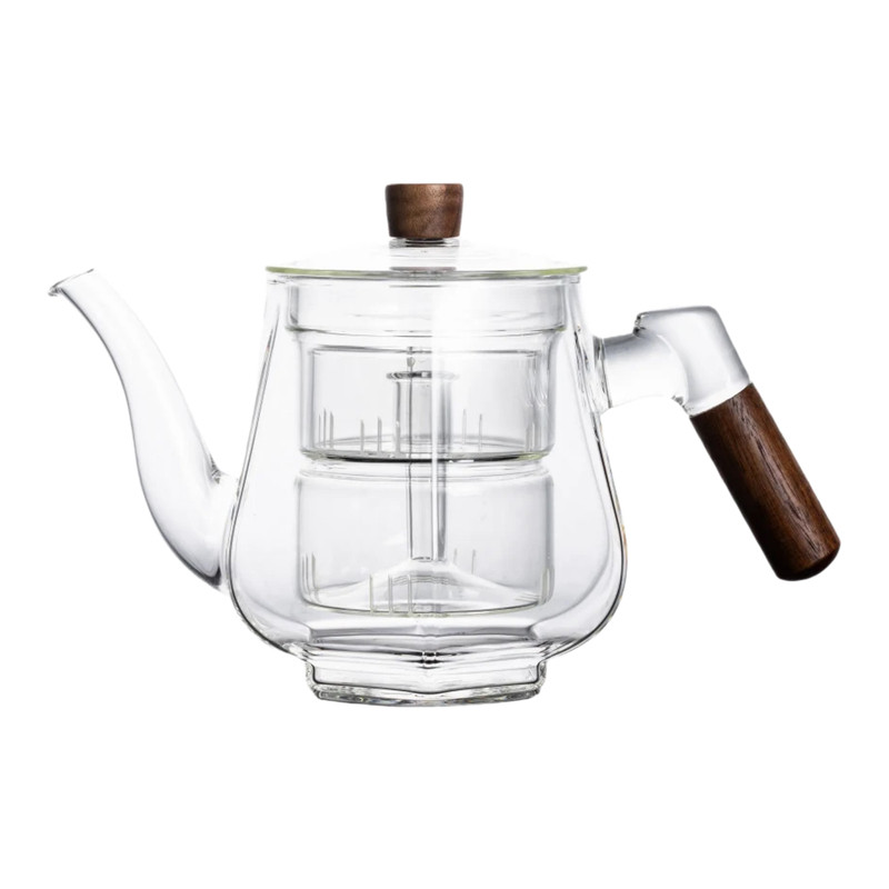 鑫凤祥六角木璃蒸煮壶耐高温玻璃泡茶壶煮茶器新款茶水分离壶