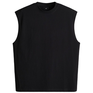 HM男装背心冬季宽松美式重磅棉质圆领运动无袖T恤1288285