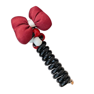 安可拉红电话线发圈女童高级感儿童花朵泡泡辫头绳高马尾发绳头饰