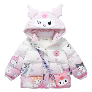 女童羽绒服冬季新款洋气儿童中长款棉服冬装加厚白鸭绒女宝宝外套