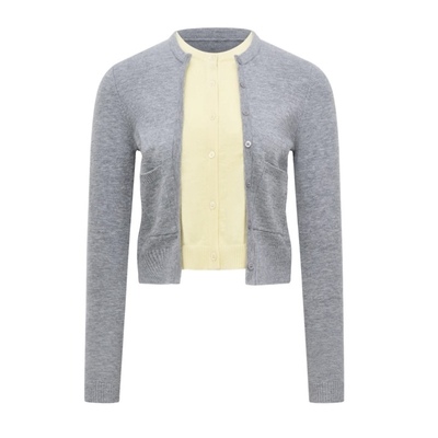 RARELY假两件撞色纽扣开衫针织衫