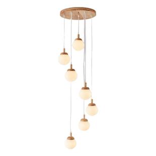 复式楼旋转楼梯间吊灯北欧原木风餐厅吊灯简约现代日式格楼梯灯