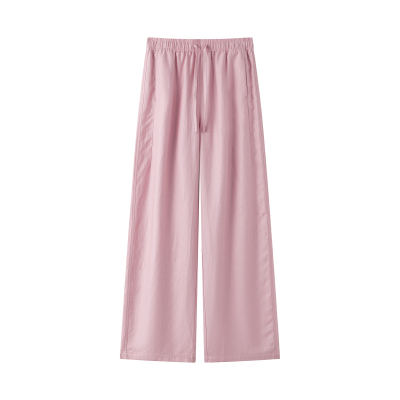 粉色慵懒莱赛尔亚麻香蕉裤