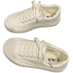 七七主人家 小白鞋女2023年夏季鞋子女薄款帆布鞋女韩版百搭板鞋