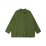 高支纯亚麻清新绿色复古松弛感宽松休闲显瘦百搭衬衫春 安妮森林