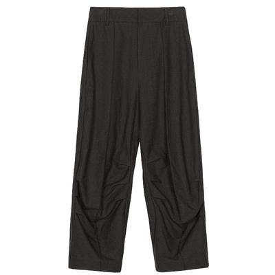 谜底锥形裤女2025春季新品通勤风设计感羊毛混纺九分裤251MK0004