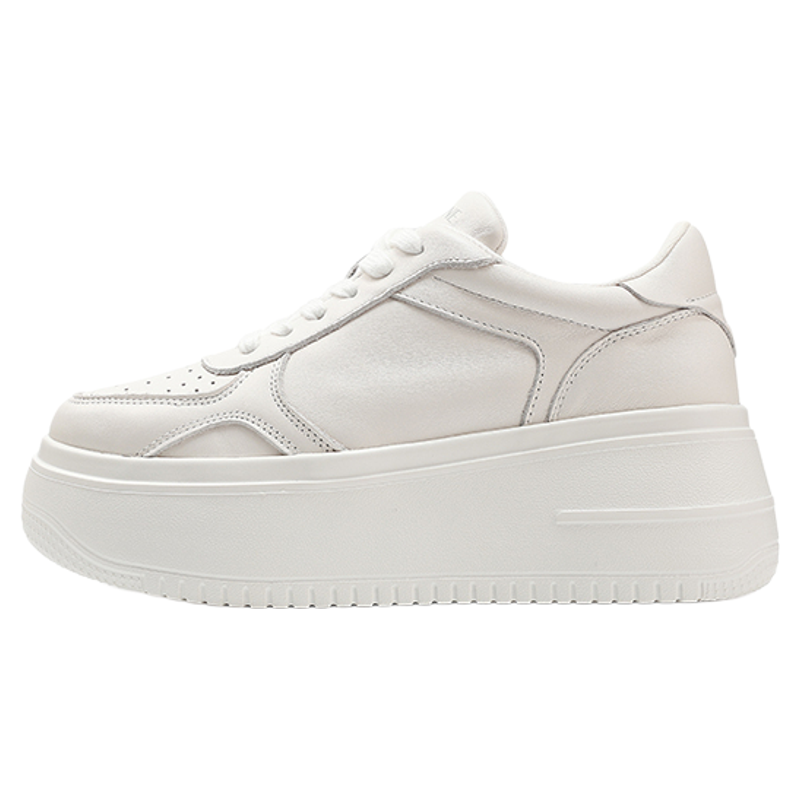 红粉知己2025新款真皮女鞋厚底增高松糕小白鞋百搭休闲运动鞋板鞋
