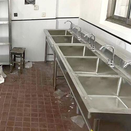 定制304商用不锈钢水槽 多槽洗手池厨房学校幼儿园洗菜水池洗碗池