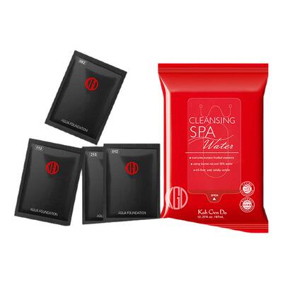 【旅行便携套组】江原道水漾美肌无暇粉底液试色卸妆湿巾套组