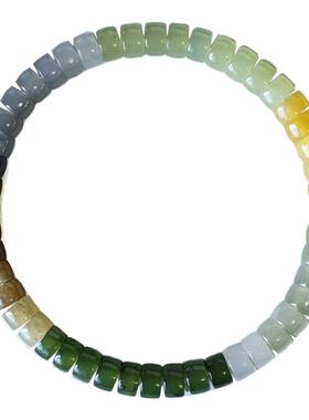 新中式国潮风天然和田玉彩虹多宝直切玉石手链520女友闺蜜礼物