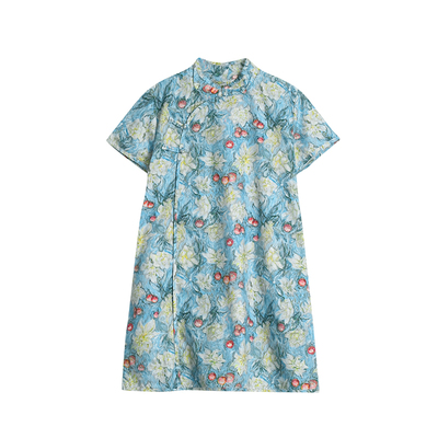 女连衣裙夏女装碎花中式旗袍裙