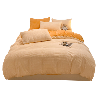 红豆冬天床上牛奶绒四件套