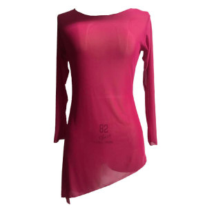 古典舞练功服套装女身韵舞蹈形体纱衣网纱上衣演出服蓝色长袖