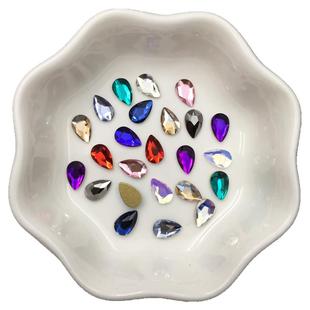 30颗网红美甲钻5*8mm彩色水滴异形钻光疗指甲饰品钻雨滴形平底钻