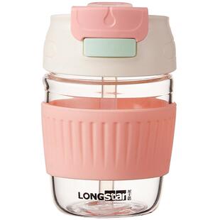 高颜值玻璃杯水杯女士双饮咖啡杯便携式可爱带吸管随行杯网红杯子