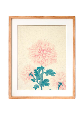 牡丹花开富贵装饰画水墨清新原木风北欧风现代日系风餐厅卧室挂画