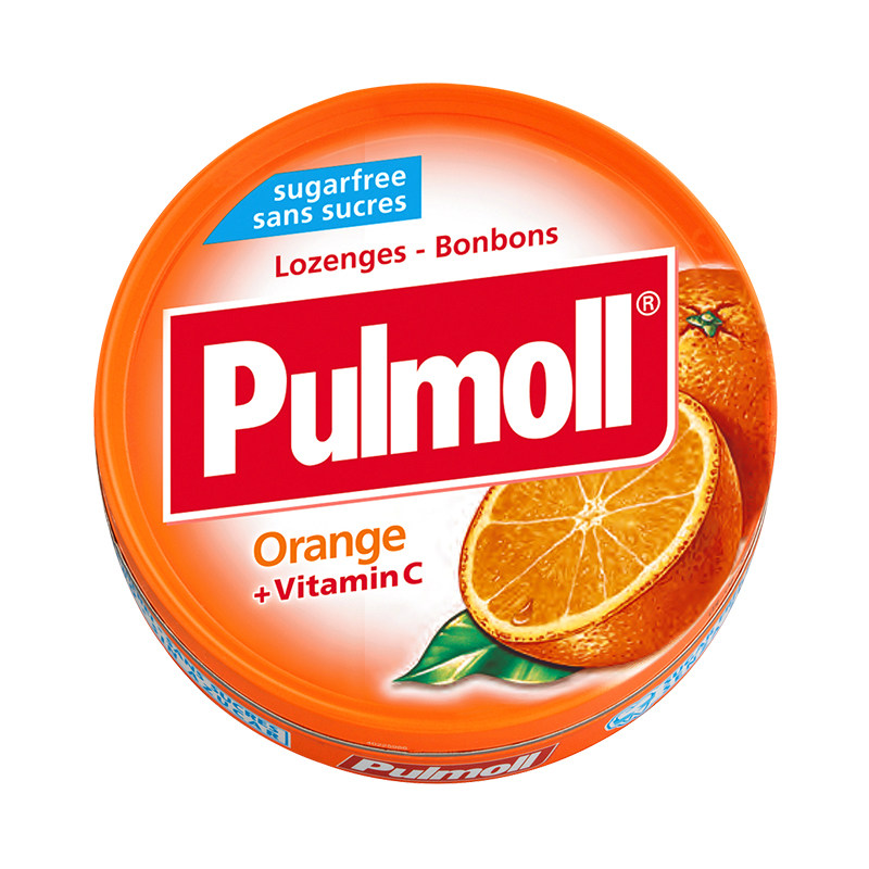 【冠军推荐】德国进口pulmoll飚摩无糖润喉糖香橙味维生素C润喉糖