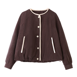 2025冬季新款韩版宽松轻薄羽绒服女短款休闲撞色保暖白鸭绒外套